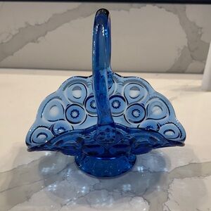 Vintage cobalt Moon and Stars Glass Basket